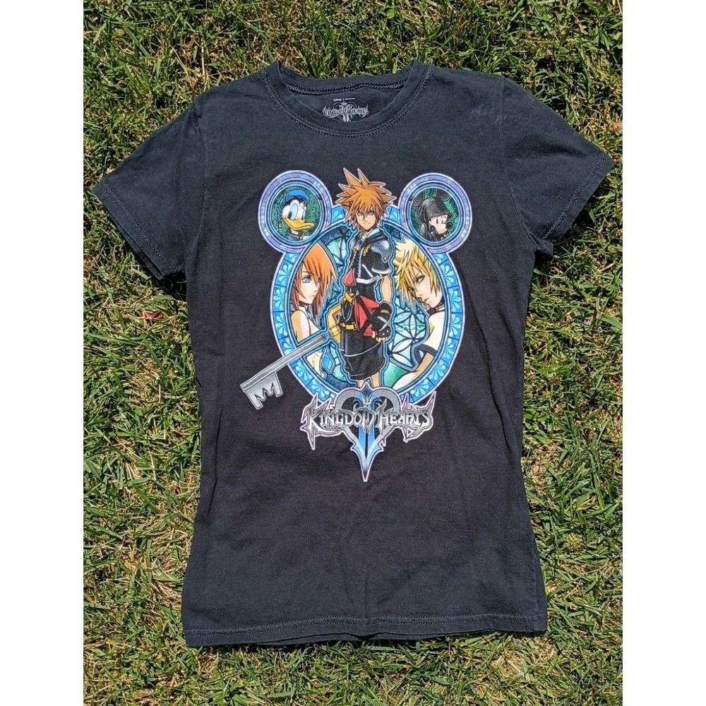 Kingdom Hearts Graphic Tee Disney Anime Gamer Y2K Black T Shirt Medium